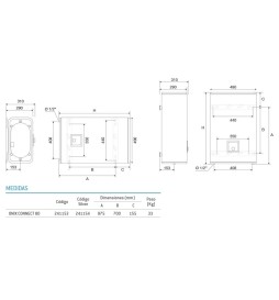 Termo ONIX CONNECT THERMOR 80 Electrico Multiposición Plano Compacto Dibujo Tecnico