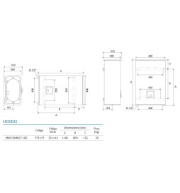 Termo ONIX CONNECT THERMOR 100 Electrico 80 Litros Eficiencia Multiposición Dibujo Tecnico