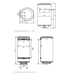 Termo Electrico Thermor Concept 50 80 30 100 150 200 Medidas Verticales