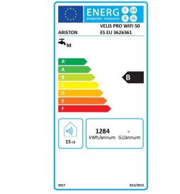 Termo Eléctrico Ariston Velis PRO WIFI 50 eficiencia energética Clase energía Consumo ahorro